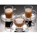 Hot tea and coffee glass mugs high quality glass cups with saucer hot sale home use china made coffee cup with saucer
